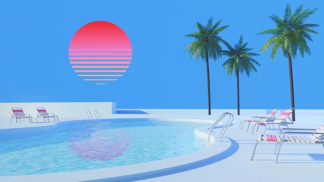 Swimming pool, Vaporwave Aesthetic