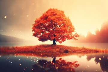 Fototapeta na wymiar Beautiful autumn background. AI Generative