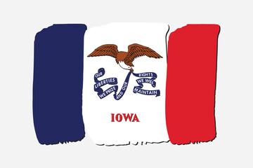 Iowa State Flag with colored hand drawn lines in Vector Format