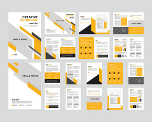  Portfolio design vector set, flyers, cover book presentation, Minimal brochure layout, modern report business, Abstract yellow graphic square shape, poster template set, annual, abstract