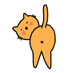 Line drawing of a light orange cat with a cute face, illustrations, elements, banners, cute style