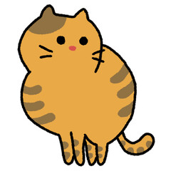 Line drawing of a light orange cat with a cute face, illustrations, elements, banners, cute style