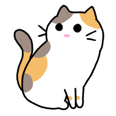 Line drawing of a white and orange cat with a cute face, illustrations, elements, banners, cute style