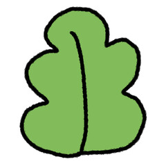 Hand drawn line art element piece, brightly painted black border, green leaf drawing work