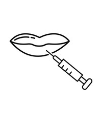 lip with injection icon, vector best line icon.