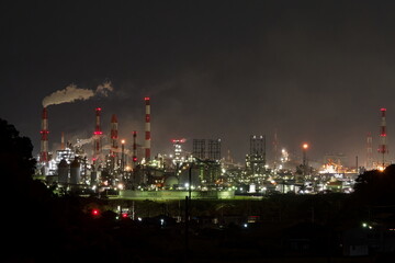 Fototapeta premium 児島宇野津の棚田から見る工場夜景