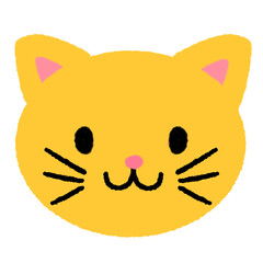 Line drawing of a yellow cat with a cute face, illustrations, elements, banners, cute style