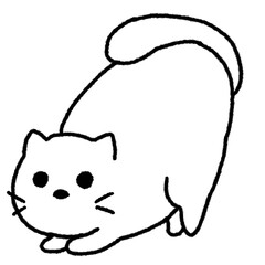 Hand-painted black line art, cute face cat, illusion, piece, banner, cute style.