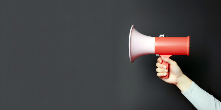 Holding Megaphone On Color Background