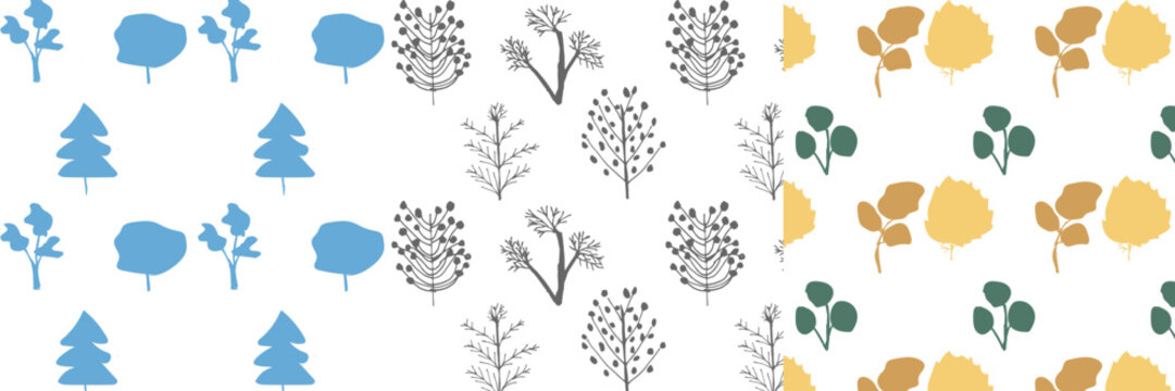 a set of seamless patterns in a hand drawn style