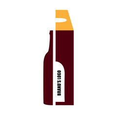red bottle  of wine with the box. logo for companny off wime box. vector logo. minimalistic logo