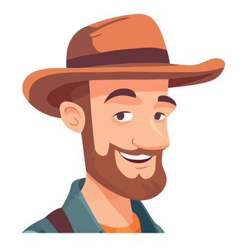 A cheerful cowboy with a fedora
