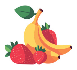 Banana and strawberries