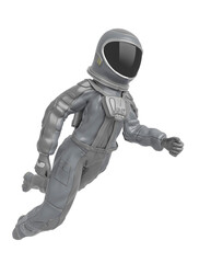 astronaut girl is floating on side view