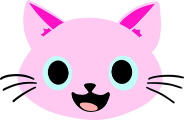 Pink cat smile face with blue eyes