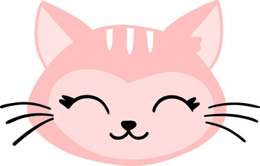 Pink cute cat smile face