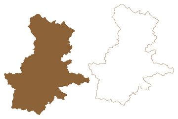 Grieskirchen district (Republic of Austria or Österreich, Upper Austria or Oberösterreich state) map vector illustration, scribble sketch Bezirk Grieskirchen map