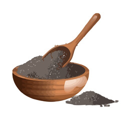 Organic fresh ingredients, wooden spoon