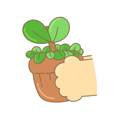 hand holding a plant