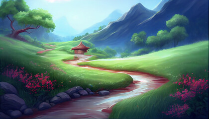 Generative AI landscape in the mountains