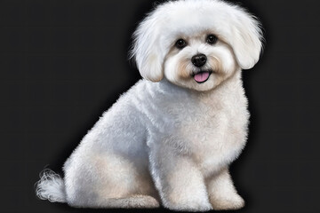 Obraz premium Bichon dog on transparent black background.