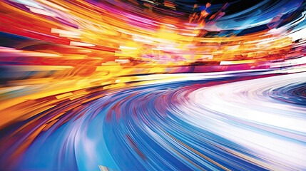 Colorful light wave with motion effect on a white background. Generative AI