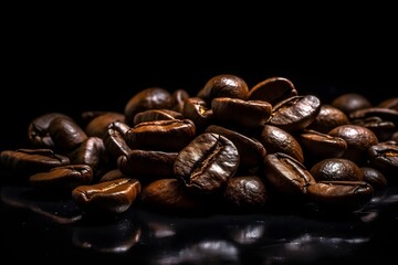 Coffee beans on a dark background