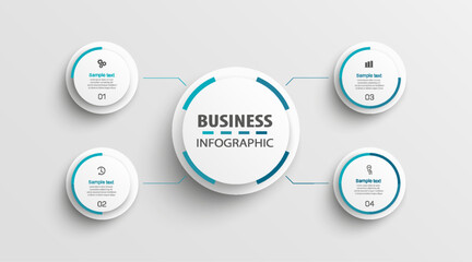 Business  infographic  template with 4 options, workflow, process chart. Can be used for workflow layout, diagram, annual report, web design, steps or processes 