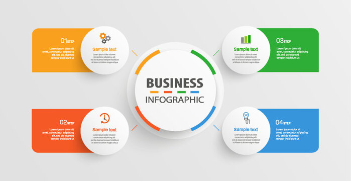 Business  infographic  template with 4 options, workflow, process chart. Can be used for workflow layout, diagram, annual report, web design, steps or processes 