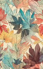 Colorful leaf illustration,created with generative ai tecnology.