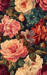 Rose illustration background,created with generative ai tecnology.