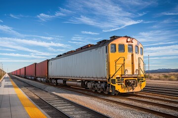 Obraz premium Freight train with cargo containers, generative ai.