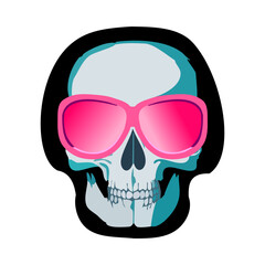 A skull wearing pink sunglasses vector illustration