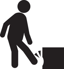 illustration of icon of people kicking cardboard until it is dented, the symbol is forbidden to kick cardboard