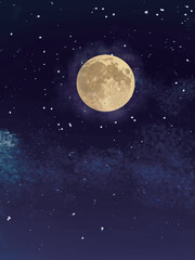 Fototapeta na wymiar Clip art of moonlit night