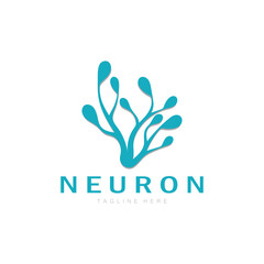 Neuron,seaweed or nerve cell logo design molecule logo illustration template icon with vector concept
