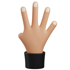 Obraz premium 3d four fingers hand gesture illustration with isolated design