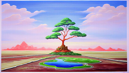 Generative AI landscape with trees