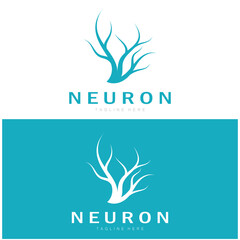 Neuron,seaweed or nerve cell logo design molecule logo illustration template icon with vector concept