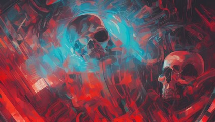 colorful cyberpunk skull abstract | ai-generated