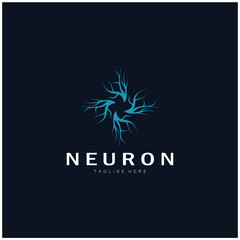 Neuron,seaweed or nerve cell logo design molecule logo illustration template icon with vector concept - obrazy, fototapety, plakaty