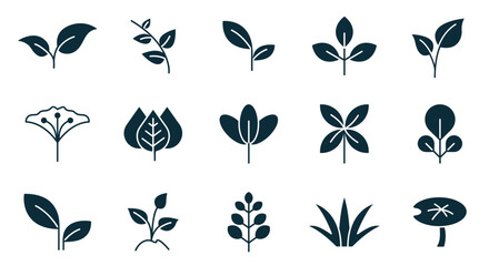leaf icon set. Leaves of trees and plants, Leaves icon Collection, design for natural, eco, bio, and vegan labels. Vector illustration.