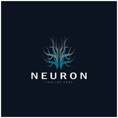 Neuron,seaweed or nerve cell logo design molecule logo illustration template icon with vector concept