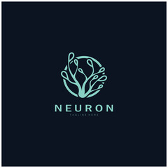 Neuron,seaweed or nerve cell logo design molecule logo illustration template icon with vector concept