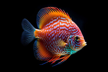 Image of fish isolated on black printed on Printed Glass Splashbacks