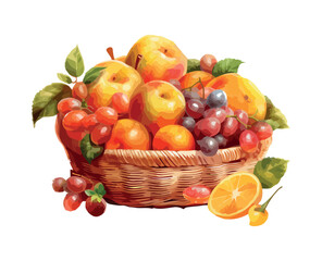 Freshly harvested fruits in basket