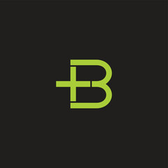 letter b green plus medical logo vector
