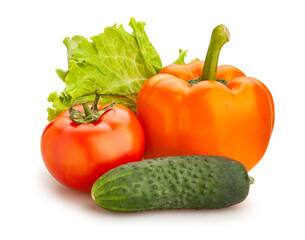 salad vegetable mix path isolated on white