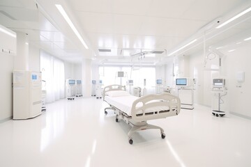 Hospital room with beds and comfortable medical equipment