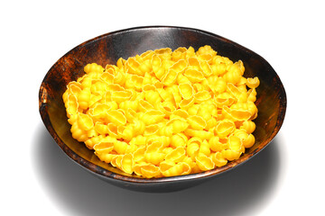 Gnocchetti sardi pasta isolated on white background. close up.